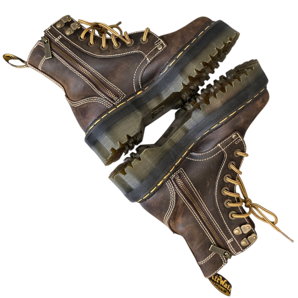 Dr. Martens Women's 6 Jadon Arc Crazy Horse Brown Leather Platform Lace-Up Boots - Picture 8 of 15